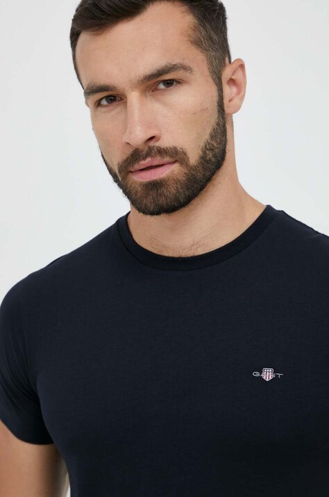 Gant tricou din bumbac culoarea negru, neted