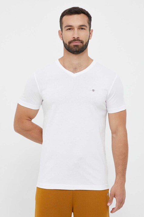 Gant T-shirt bawełniany kolor biały gładki