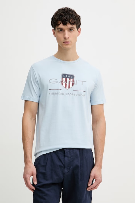 Gant tricou din bumbac culoarea verde, cu imprimeu