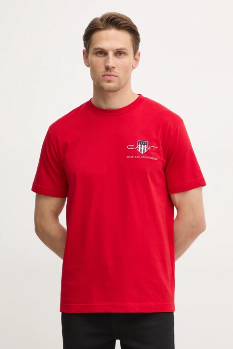 Gant tricou din bumbac culoarea rosu, cu imprimeu