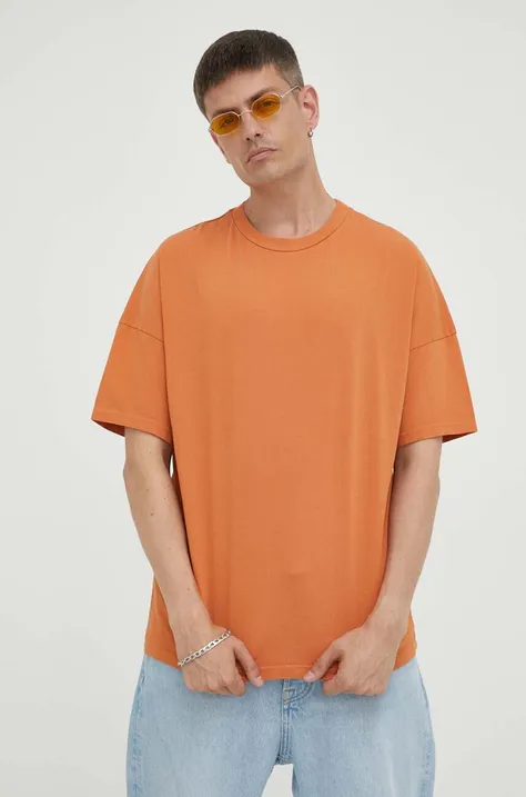 American Vintage t-shirt bawełniany kolor pomarańczowy gładki