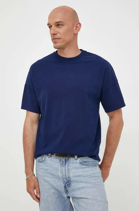 Bombažna kratka majica American Vintage mornarsko modra barva