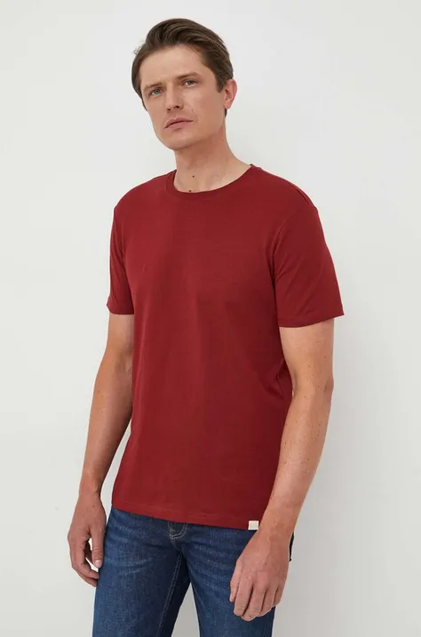 United Colors of Benetton t-shirt bawełniany kolor bordowy gładki