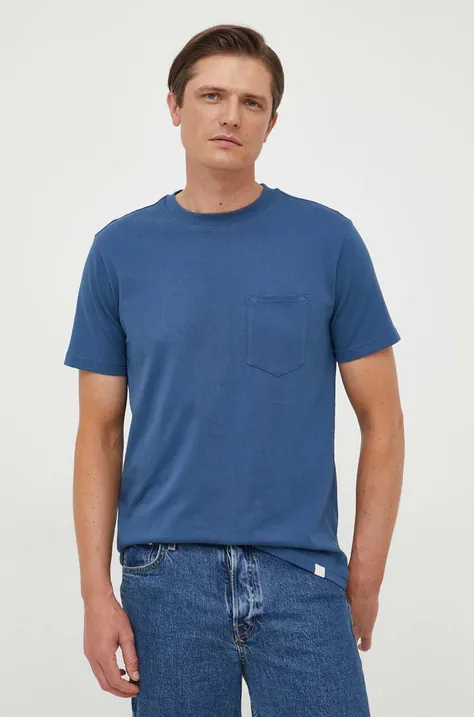United Colors of Benetton t-shirt bawełniany kolor niebieski gładki