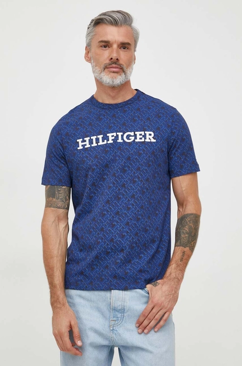 Tommy Hilfiger t-shirt bawełniany męski kolor granatowy wzorzysty