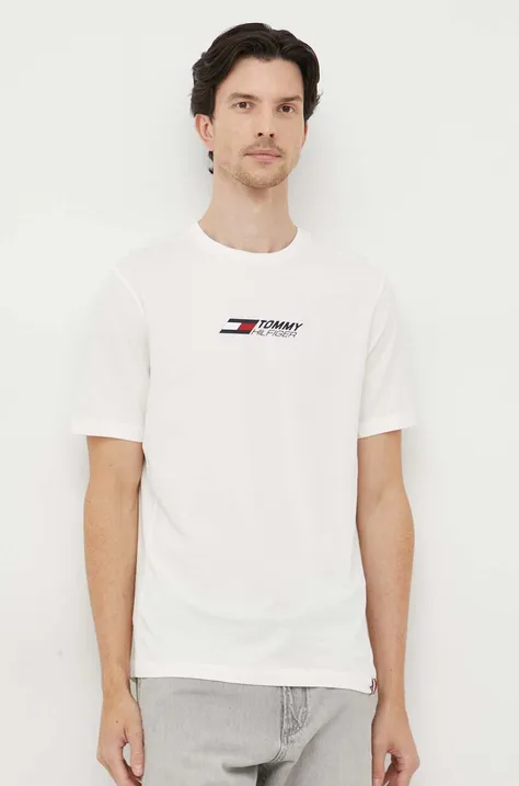 Majica kratkih rukava Tommy Hilfiger za muškarce, boja: bijela, s tiskom