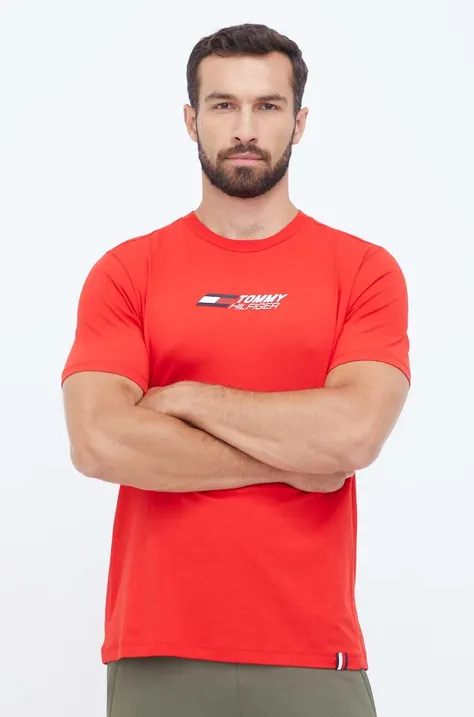 Tommy Hilfiger t-shirt męski kolor czerwony z nadrukiem