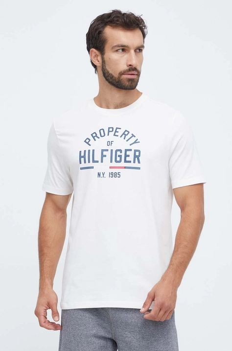 Majica kratkih rukava Tommy Hilfiger za muškarce, boja: bijela, s tiskom