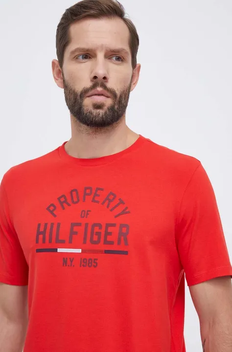 Тениска Tommy Hilfiger в оранжево с принт