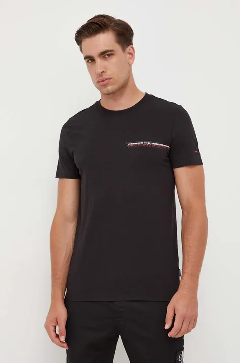 Бавовняна футболка Tommy Hilfiger колір чорний з принтом