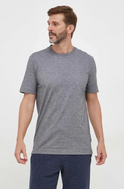 Памучна тениска BOSS в сиво с изчистен дизайн