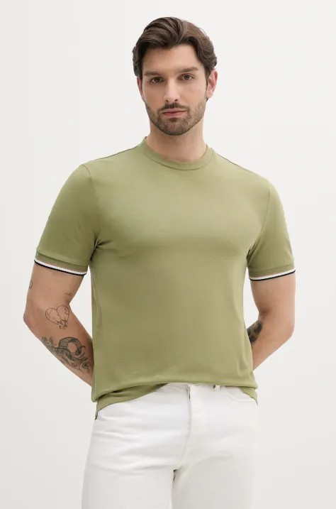 BOSS pamut póló bézs, sima