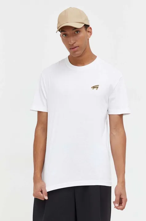 Tommy Jeans t-shirt bawełniany kolor biały z aplikacją