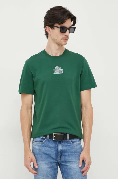 Βαμβακερό μπλουζάκι Lacoste χρώμα πράσινο TH1147