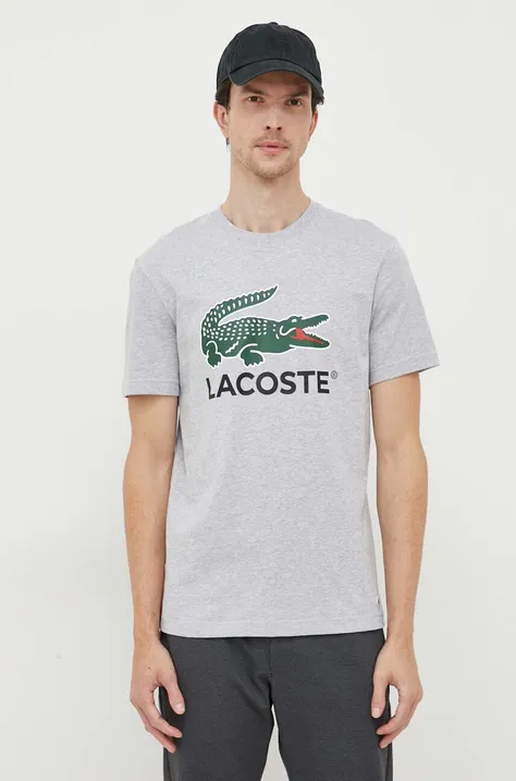 Lacoste t-shirt bawełniany kolor szary z nadrukiem
