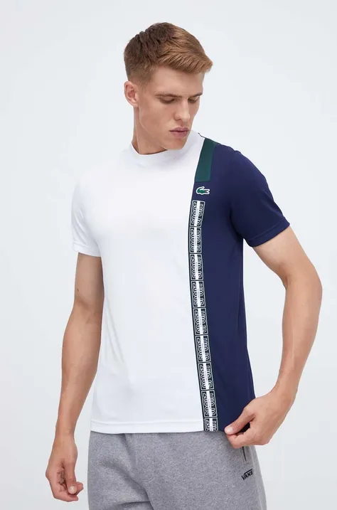 Lacoste t-shirt męski kolor biały wzorzysty