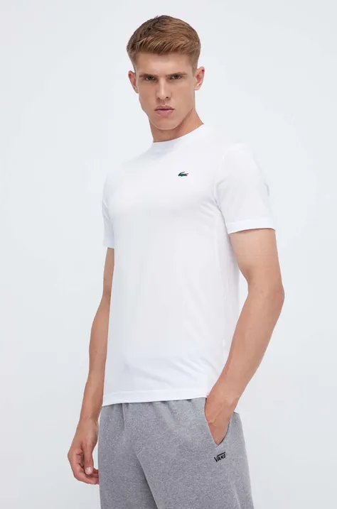 Lacoste t-shirt męski kolor biały gładki