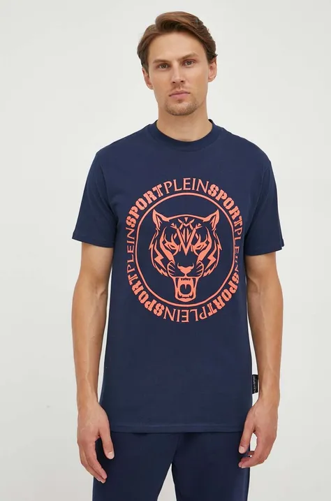 Βαμβακερό μπλουζάκι PLEIN SPORT χρώμα: ναυτικό μπλε