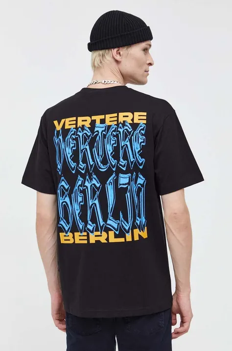 Хлопковая футболка Vertere Berlin мужской цвет чёрный с принтом