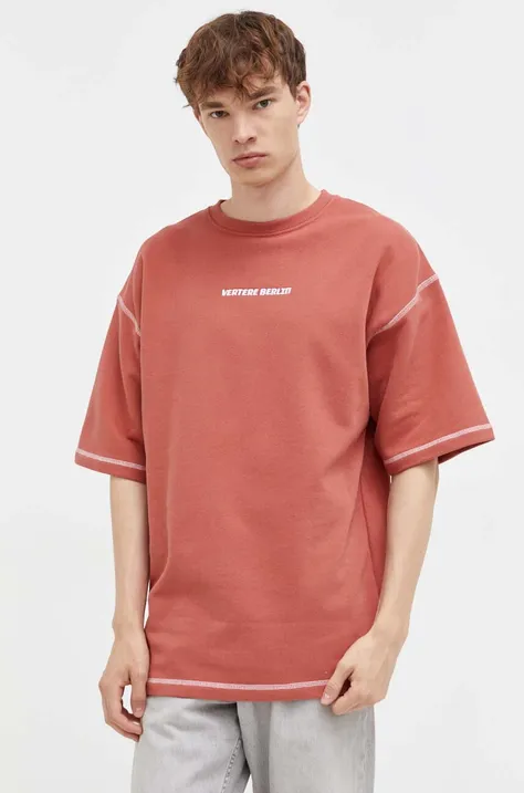 Vertere Berlin t-shirt bawełniany męski kolor czerwony gładki
