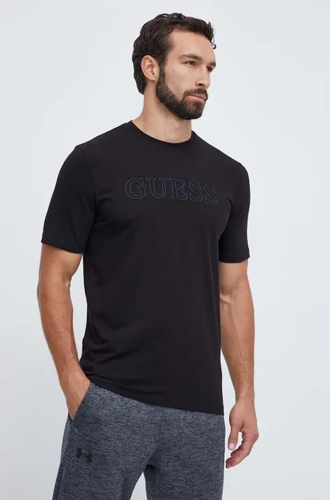 Majica kratkih rukava Guess za muškarce, boja: crna, s aplikacijom