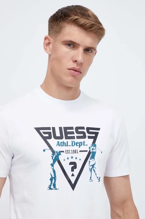 Тениска Guess в бяло с принт