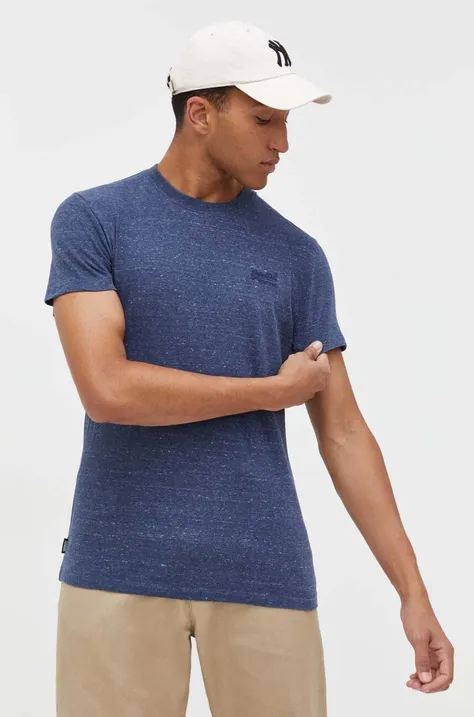 Памучна тениска Superdry в синьо с меланжов десен