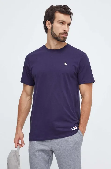 Bavlnené tričko 47 brand MLB Los Angeles Dodgers pánske, tmavomodrá farba, jednofarebné