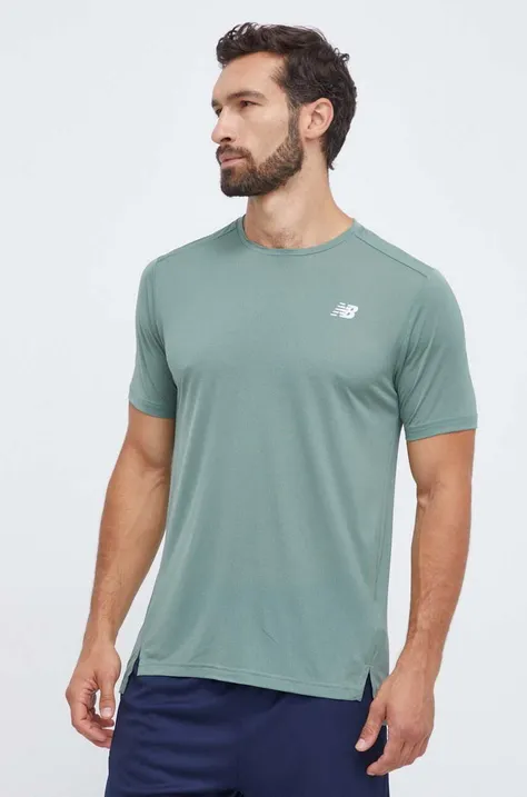 New Balance t-shirt do biegania Q Speed kolor zielony gładki