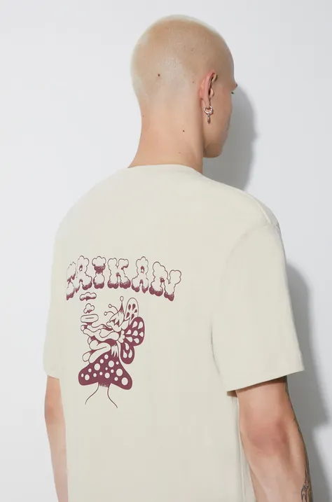 Бавовняна футболка Taikan колір бежевий однотонний