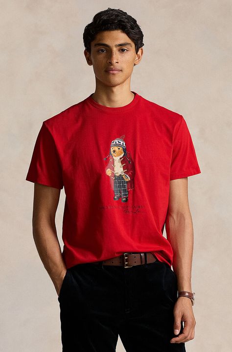 Βαμβακερό μπλουζάκι Polo Ralph Lauren ανδρικό, χρώμα: κόκκινο, 710854497