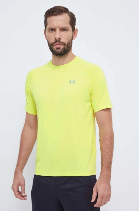 Under Armour edzős póló Tech zöld, nyomott mintás