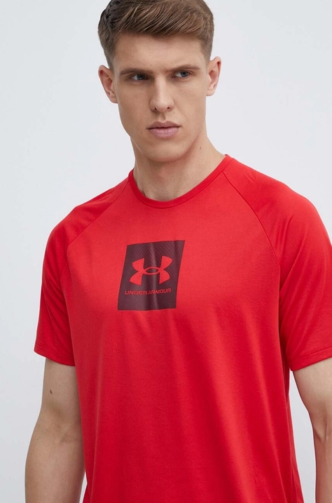 Majica kratkih rukava za trening Under Armour boja: crvena, s tiskom, 1380785