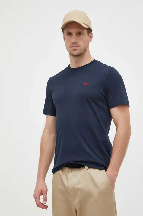 Βαμβακερό μπλουζάκι Barbour χρώμα: ναυτικό μπλε