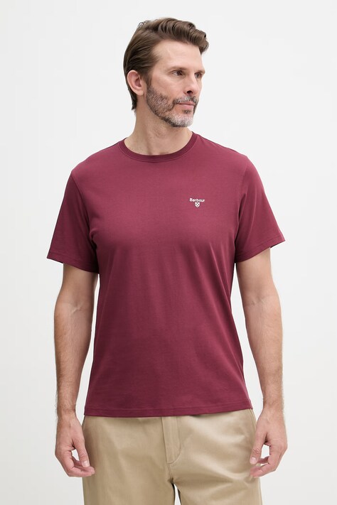 Barbour T-shirt basic męski bawełniany ESSENTIALS bordowy MTS0331