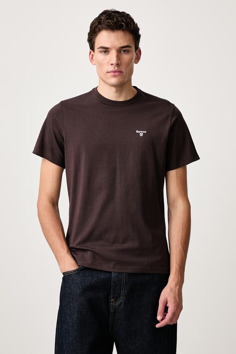 Barbour T-shirt basic męski bawełniany ESSENTIALS brązowy MTS0331