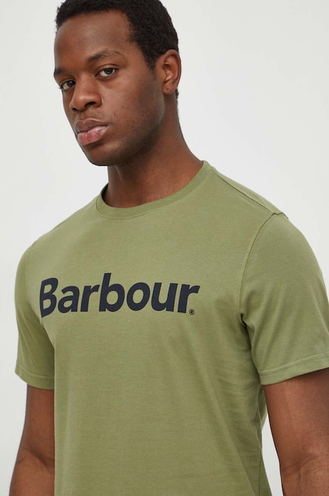 Barbour tricou din bumbac culoarea verde, cu imprimeu