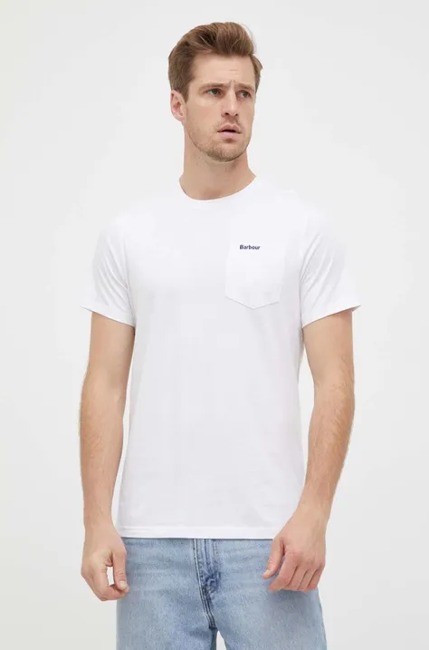 Хлопковая футболка Barbour цвет белый однотонный