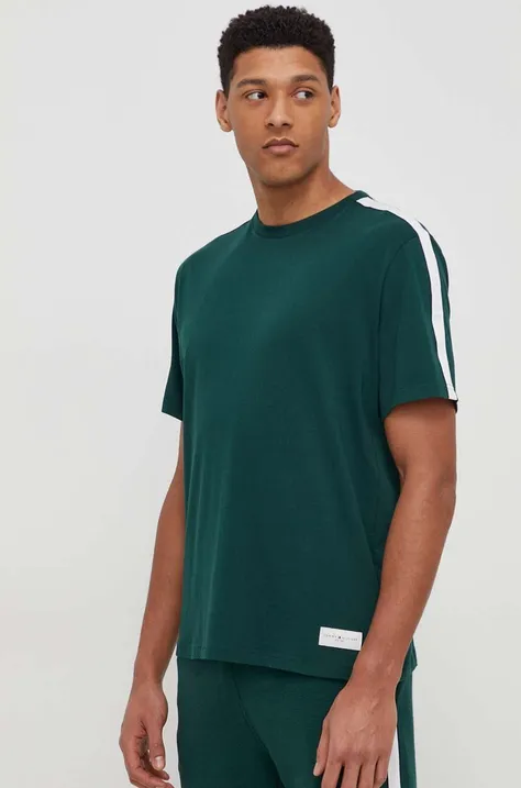Tommy Hilfiger t-shirt bawełniany męski kolor zielony gładki UM0UM03005