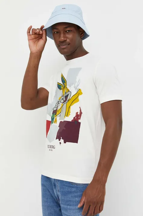 Iceberg t-shirt męski kolor beżowy z nadrukiem