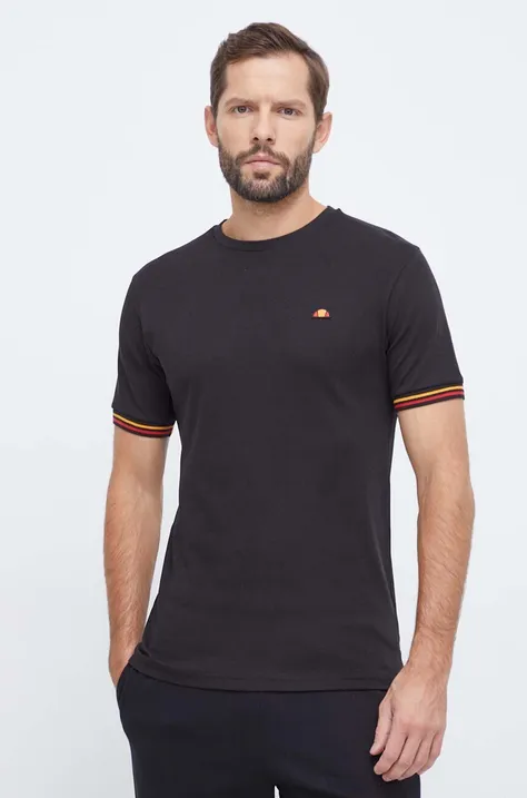 Ellesse t-shirt bawełniany męski kolor czarny gładki