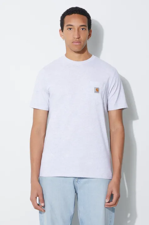 Carhartt WIP t-shirt bawełniany S/S Pocket męski kolor szary melanżowy I030434.482XX