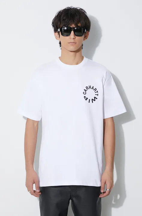 Pamučna majica Carhartt WIP za muškarce, boja: bijela, s tiskom