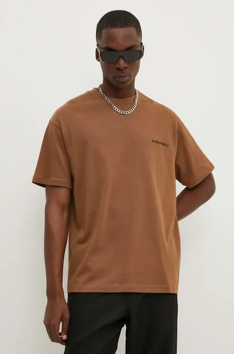 Хлопковая футболка A-COLD-WALL* мужской цвет коричневый с принтом