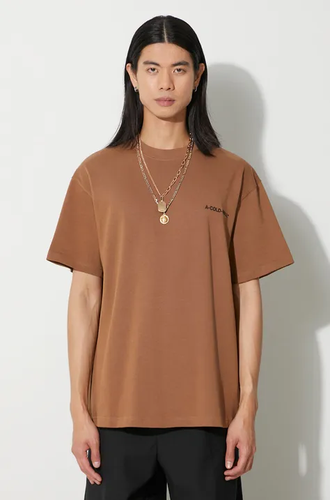 Βαμβακερό μπλουζάκι A-COLD-WALL* ανδρικά, χρώμα: καφέ F3ACWMTS161