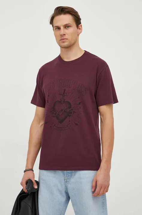The Kooples t-shirt bawełniany męski kolor bordowy