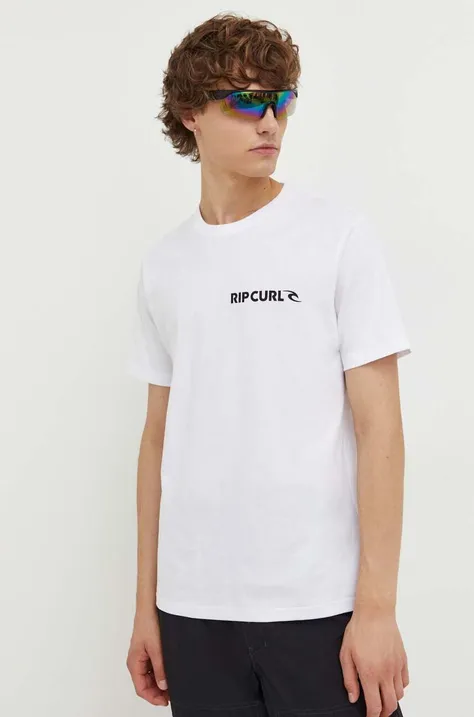 Bombažna kratka majica Rip Curl bela barva