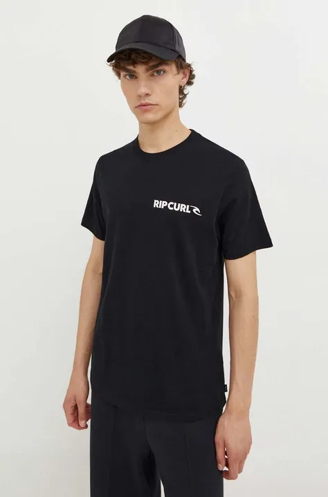 Βαμβακερό μπλουζάκι Rip Curl χρώμα: μαύρο