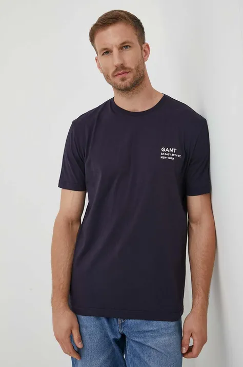 Gant t-shirt bawełniany kolor granatowy z aplikacją