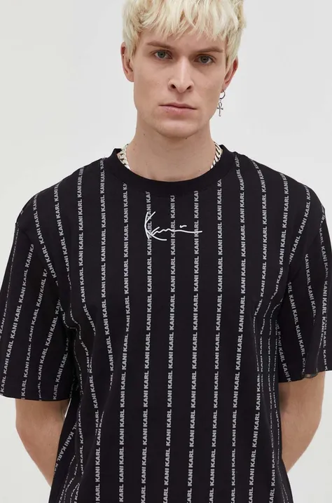 Хлопковая футболка Karl Kani мужской цвет чёрный узорный